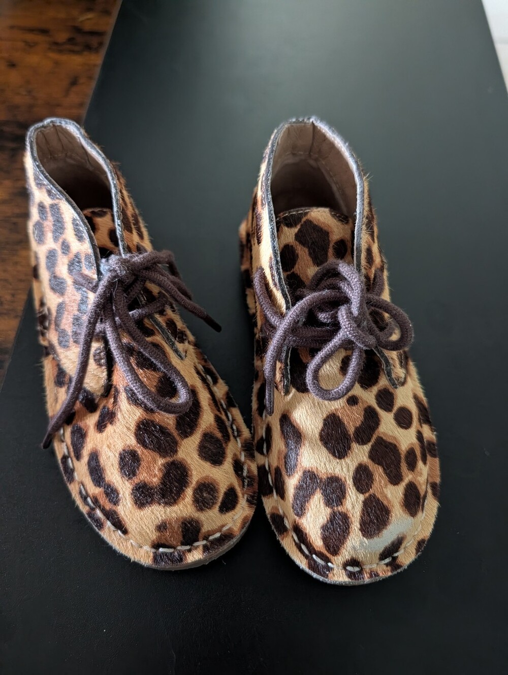 Ralph Lauren Leopard Print Lace-Up Boots - Brown
